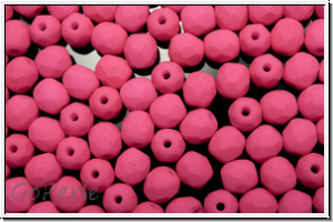 B�hm. Glasschliffperle, feuerpol., 4mm, white, alabaster, neon pink, 50 Stk.